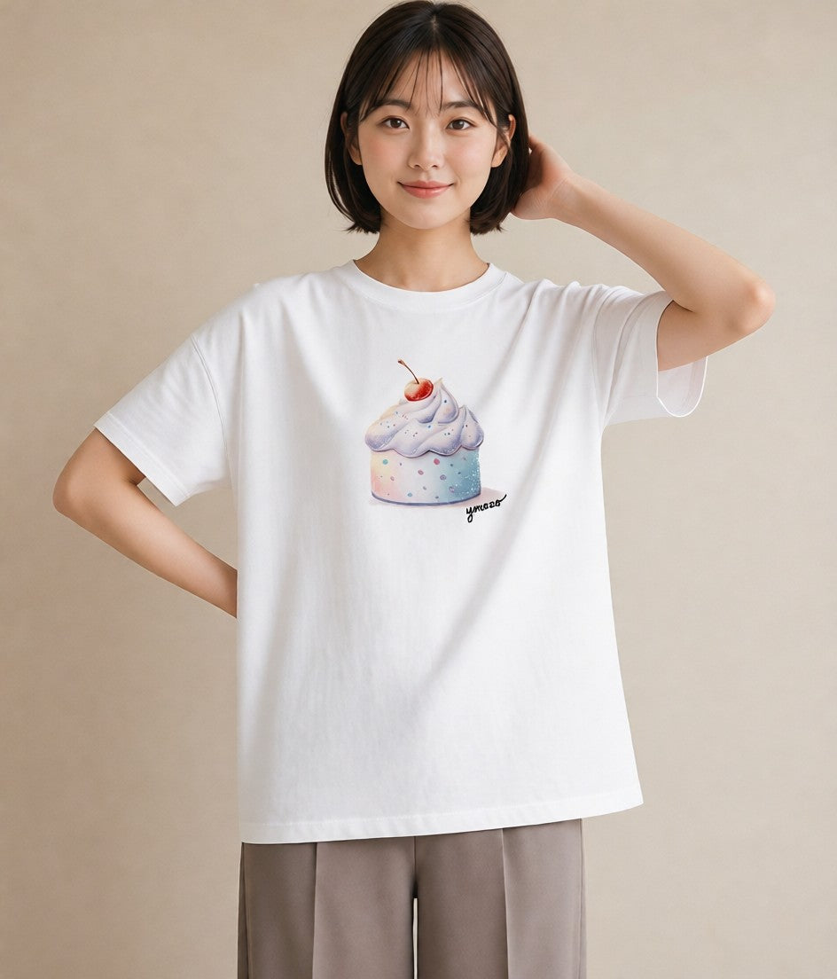 半袖Tシャツ レディース どら焼き 食べ物 フード イラスト カフェコーデ 友達ギフト 部屋着 白T YMAZO