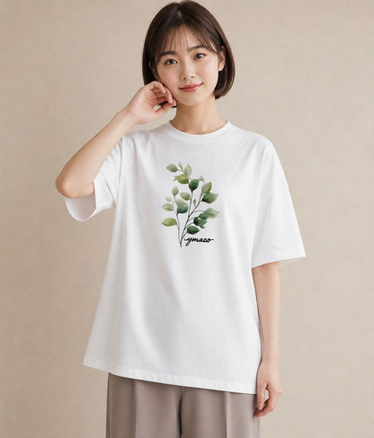 グラフィックTシャツ レディース ガラス瓶 小枝 ボタニカル ナチュラル アンティーク イラスト ラフ 女性向けギフト 散歩 白T YMAZO
