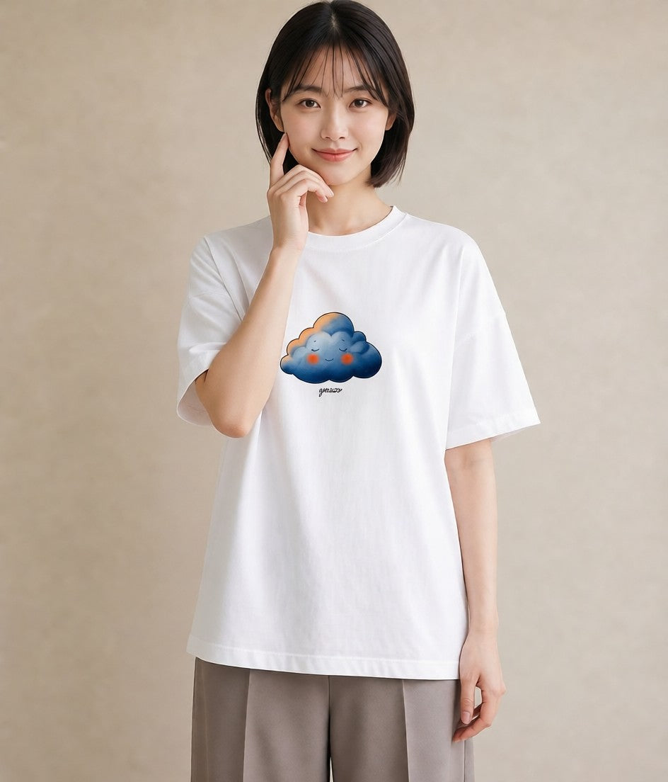 デザインTシャツ レディース 虹 星空 宇宙 イラスト 抜け感 ミセス 春コーデ 白T YMAZO