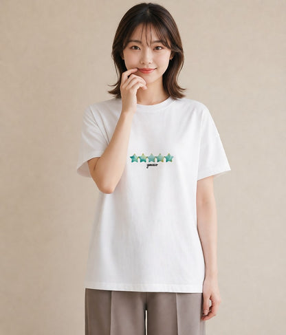 グラフィックTシャツ レディース ヒトデ 海の生き物 海 イラスト 淡色 カフェ巡り 女子会 白T YMAZO