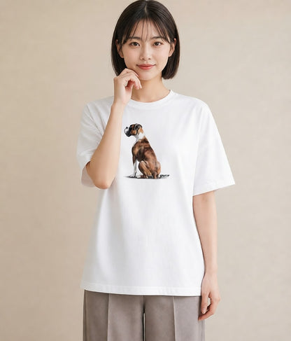 Tシャツ レディース ミックス犬 犬 いぬ イラスト お洒落 女性 旅行用 白T YMAZO