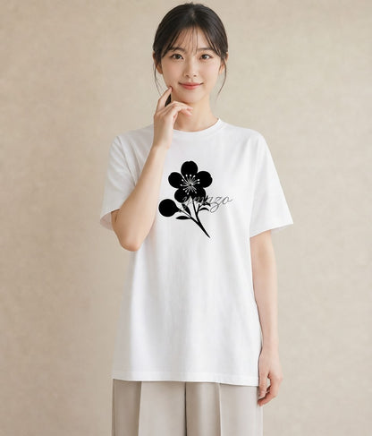 プリントTシャツ レディース さくら 桜 桜の枝 イラスト 普段使い 女子会 お揃い 白T YMAZO