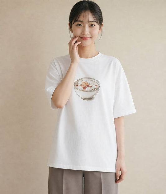 Tシャツ レディース プリン 食べ物 フード イラスト モード 通学 誕生日プレゼント 白T YMAZO
