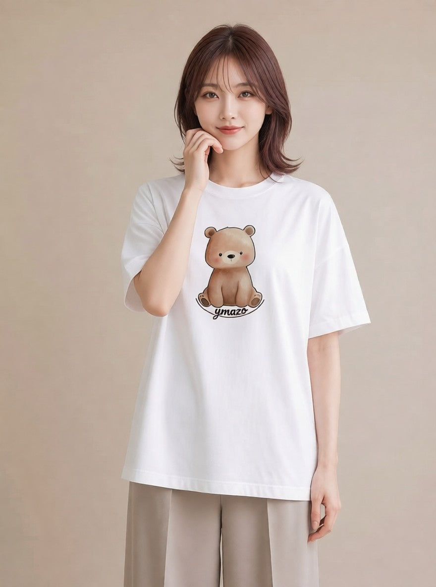 半袖Tシャツ レディース ナマケモノ 動物 アニマル イラスト ミニマル レイヤード 友達ギフト 白T YMAZO