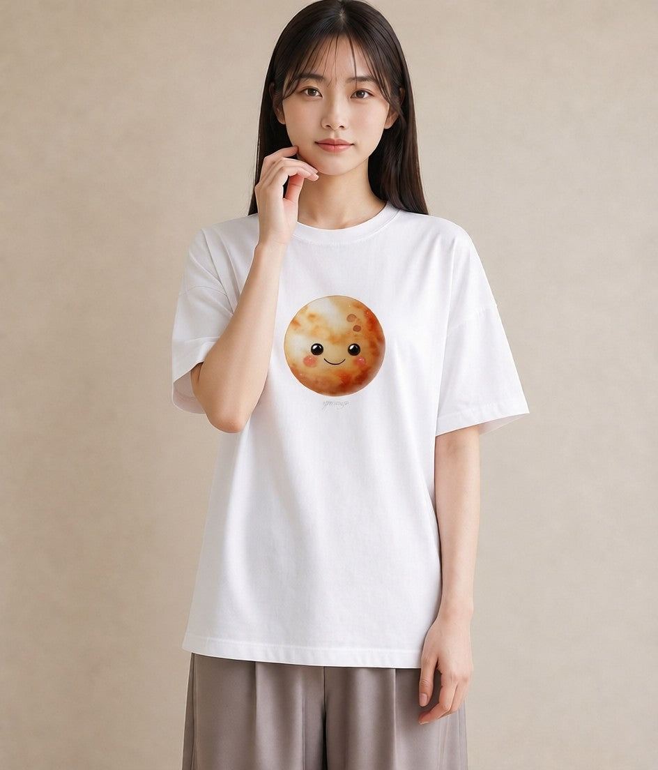 半袖Tシャツ レディース 月 星空 宇宙 イラスト 旅行コーデ ラフ レイヤード 白T YMAZO