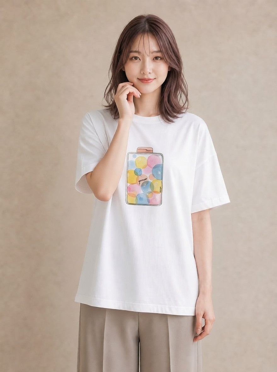 デザインTシャツ レディース クリームソーダ 食べ物 フード イラスト ボタニカル 普段着 週末コーデ 白T YMAZO