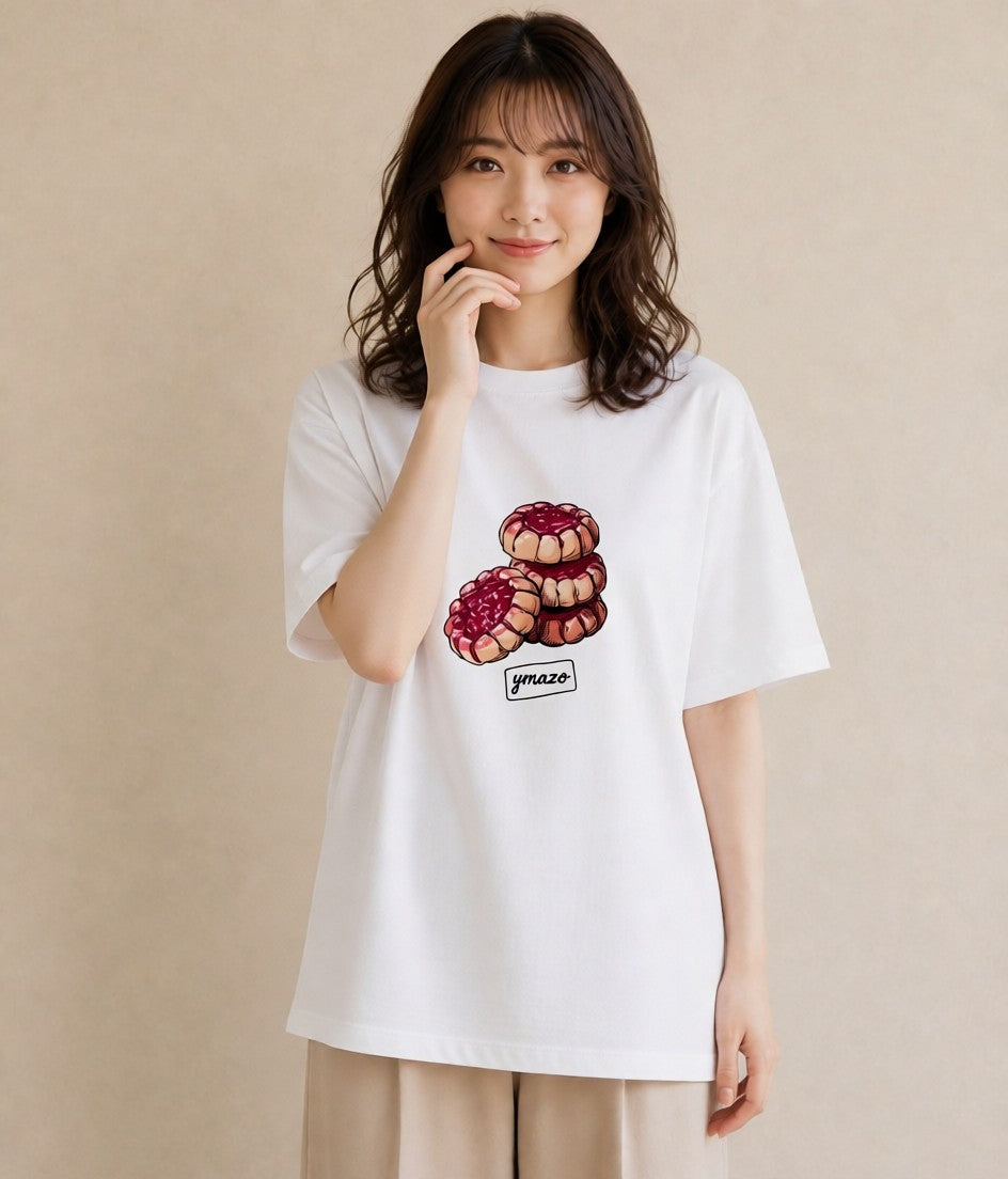 グラフィックTシャツ レディース どら焼き 食べ物 フード イラスト こなれ感 母娘コーデ 自分用 白T YMAZO