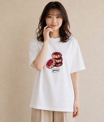 グラフィックTシャツ レディース どら焼き 食べ物 フード イラスト こなれ感 母娘コーデ 自分用 白T YMAZO