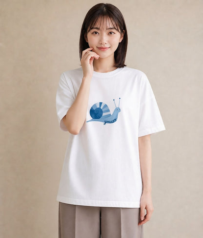 半袖Tシャツ レディース かたつむり 昆虫 虫 イラスト ナチュラル 社会人 女性 白T YMAZO