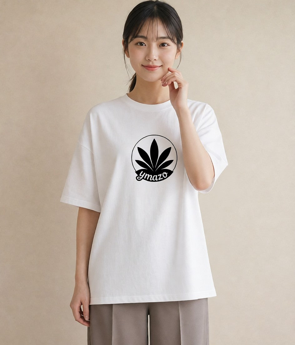 Tシャツ レディース 扇子 そよ風 ナチュラル アンティーク イラスト こなれ感 デート 帰省 白T YMAZO