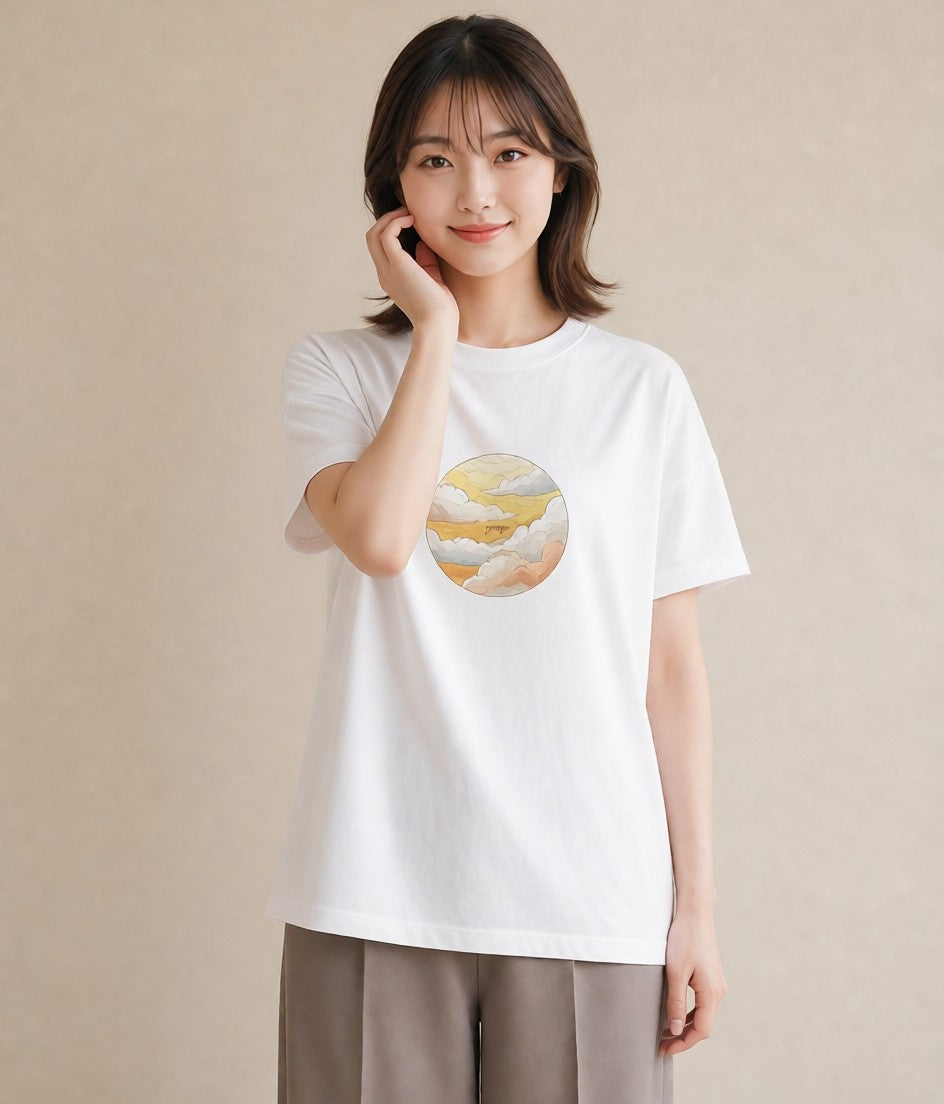 半袖Tシャツ レディース 惑星 星空 宇宙 イラスト ナチュラル 20代 カジュアルコーデ 白T YMAZO