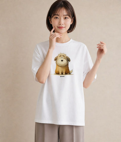 Tシャツ レディース いぬ 犬 ワンコ イラスト 上品 ルームウェア ギフト 白T YMAZO