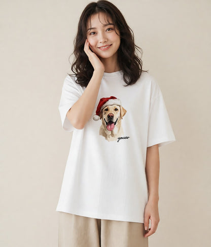 半袖Tシャツ レディース ラブラドールレトリバー 犬 いぬ イラスト 手描き風 公園 ママ 白T YMAZO
