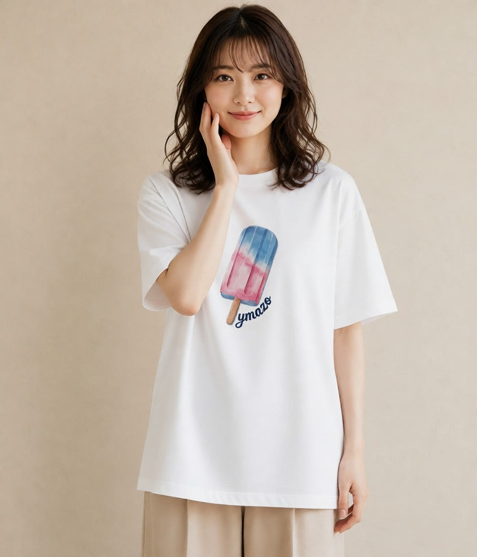 Tシャツ レディース クッキー 食べ物 フード イラスト 抜け感 女性向けギフト 散歩 白T YMAZO