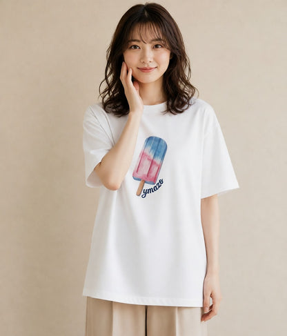 Tシャツ レディース クッキー 食べ物 フード イラスト 抜け感 女性向けギフト 散歩 白T YMAZO