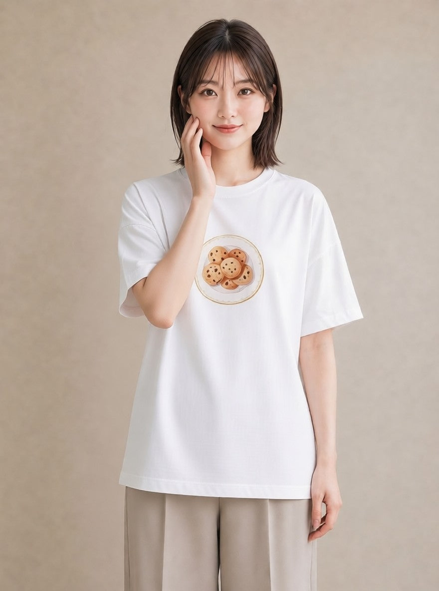 Tシャツ レディース マフィン 食べ物 フード イラスト レトロ 社会人 女性 白T YMAZO