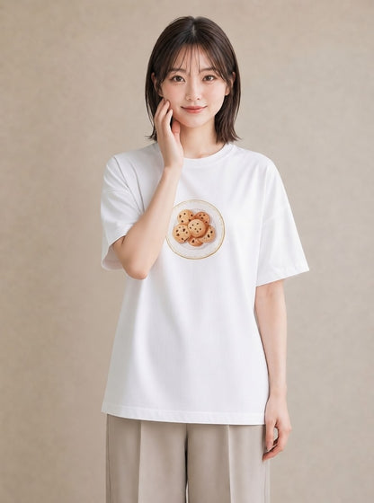 Tシャツ レディース マフィン 食べ物 フード イラスト レトロ 社会人 女性 白T YMAZO