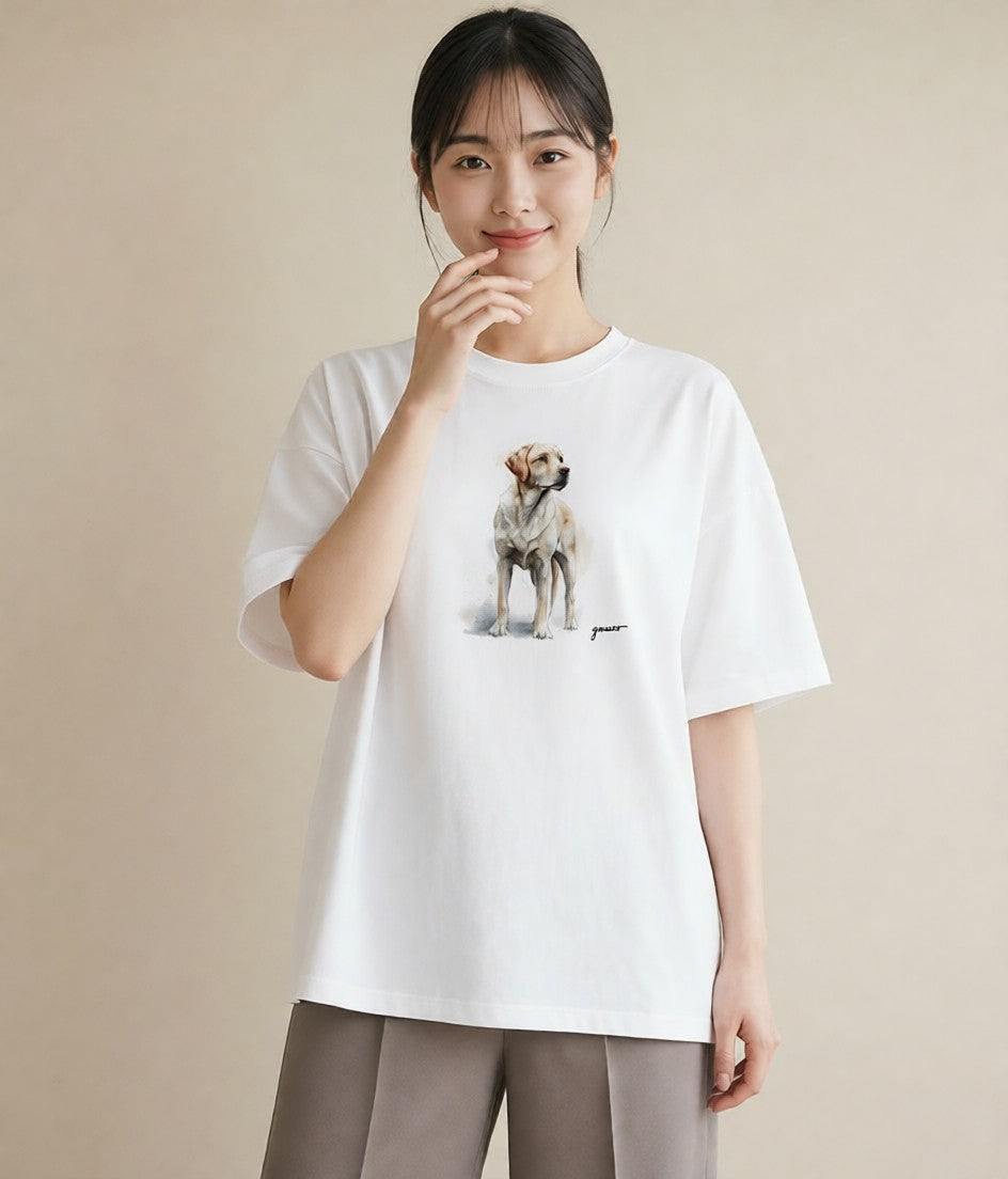 デザインTシャツ レディース 保護犬 犬 いぬ イラスト ミニマル ラフ レイヤード 白T YMAZO