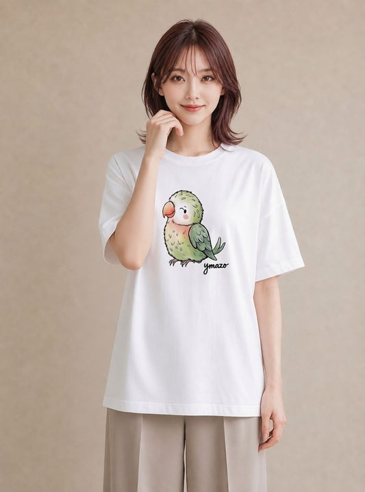 Tシャツ レディース 白文鳥 ペット 動物 イラスト ゆるかわ 女子会 お揃い 白T YMAZO