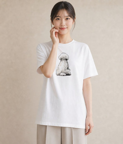 Tシャツ レディース ビションフリーゼ 犬 いぬ イラスト 秋コーデ おしゃれギフト 白T YMAZO