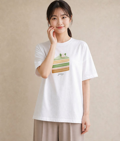 プリントTシャツ レディース あんみつ 食べ物 フード イラスト カフェコーデ 20代 カジュアルコーデ 白T YMAZO