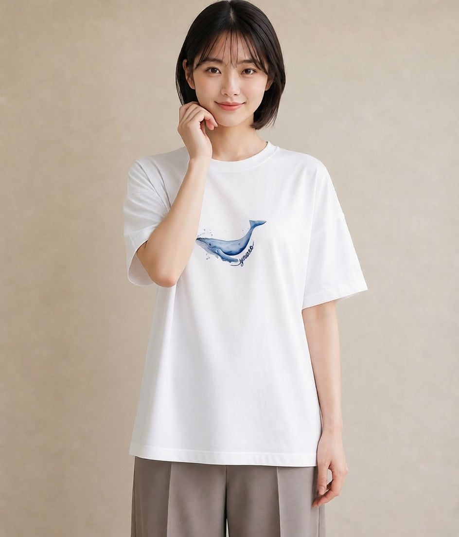 半袖Tシャツ レディース シャチ 海の生き物 海 イラスト ゆるコーデ 通勤 在宅 白T YMAZO