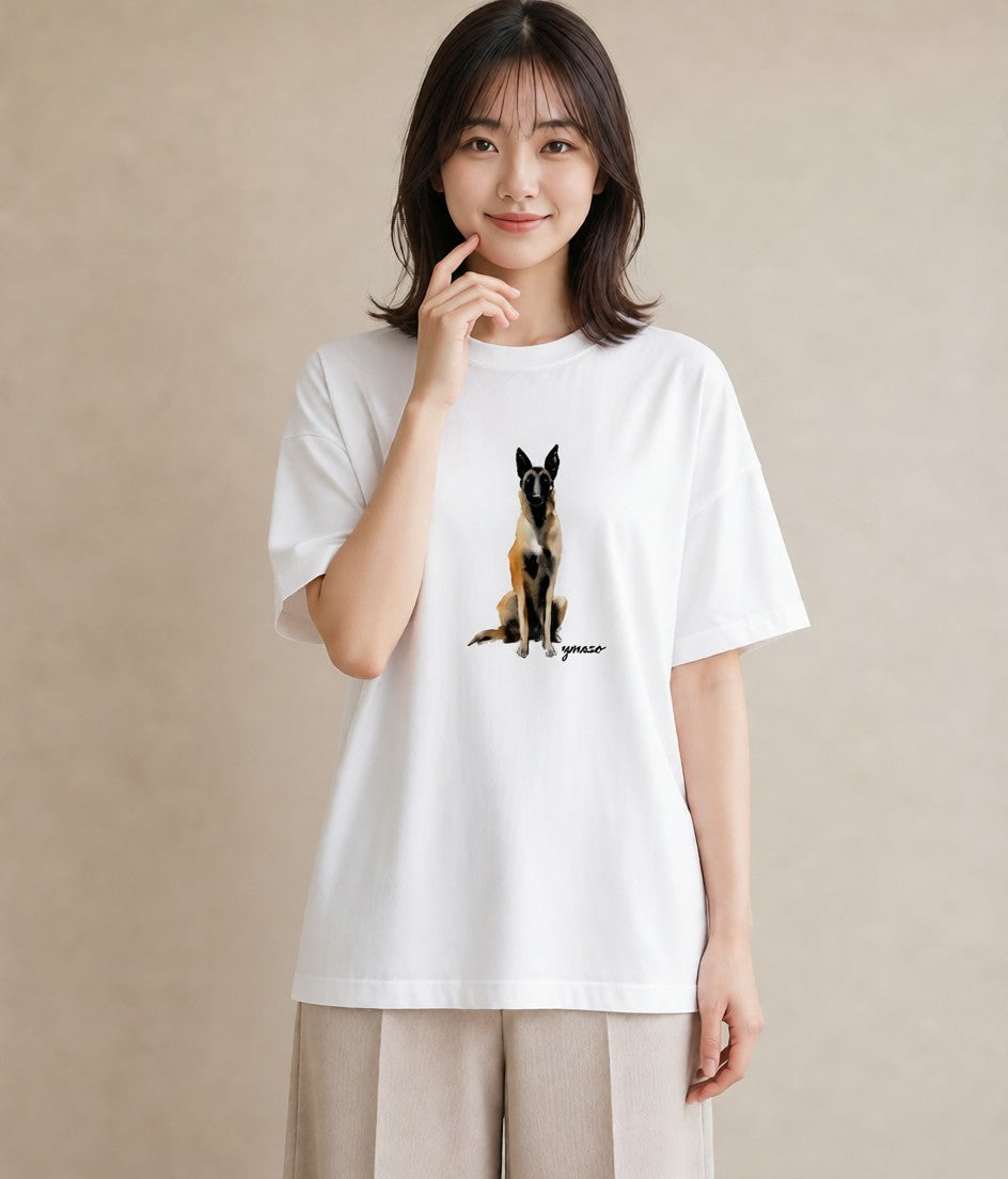 グラフィックTシャツ レディース ジャーマンシェパード 犬 いぬ イラスト 手描き風 ホワイトデー 春服 白T YMAZO