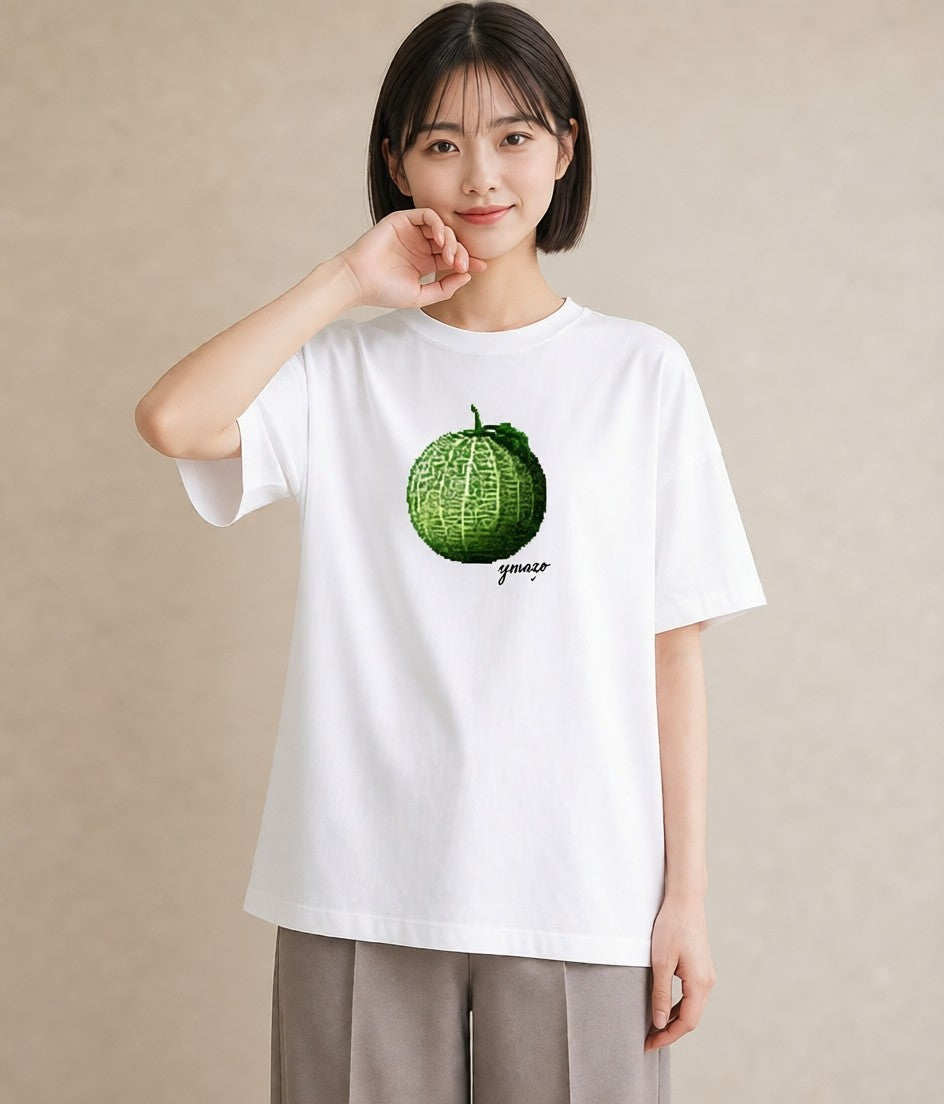 プリントTシャツ レディース メロン 食べ物 フード イラスト カフェコーデ 春服 ミセス 白T YMAZO