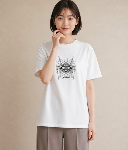デザインTシャツ レディース 幾何学 ミニマル ジオメトリック イラスト カフェコーデ 女子会 お揃い 白T YMAZO