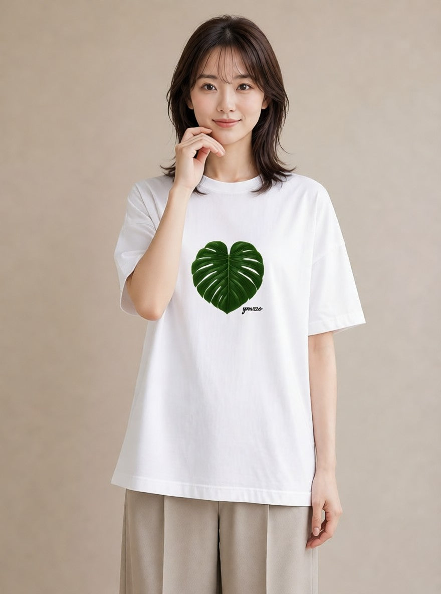グラフィックTシャツ レディース モンステラ 植物 ボタニカル イラスト お洒落 お揃い 親子 白T YMAZO