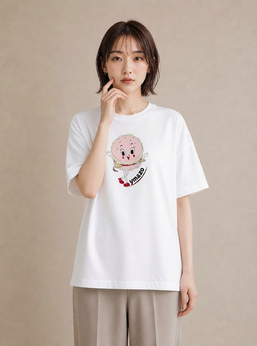 デザインTシャツ レディース ショートケーキ 食べ物 フード イラスト 可愛い カジュアルコーデ 買い物 白T YMAZO