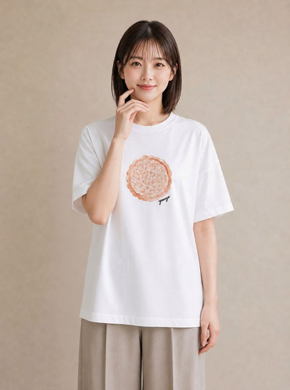 半袖Tシャツ レディース ベーグル 食べ物 フード イラスト シック ホワイトデー 春服 白T YMAZO