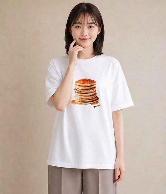 半袖Tシャツ レディース たまご 食べ物 フード イラスト 北欧風 送別ギフト 通勤 白T YMAZO