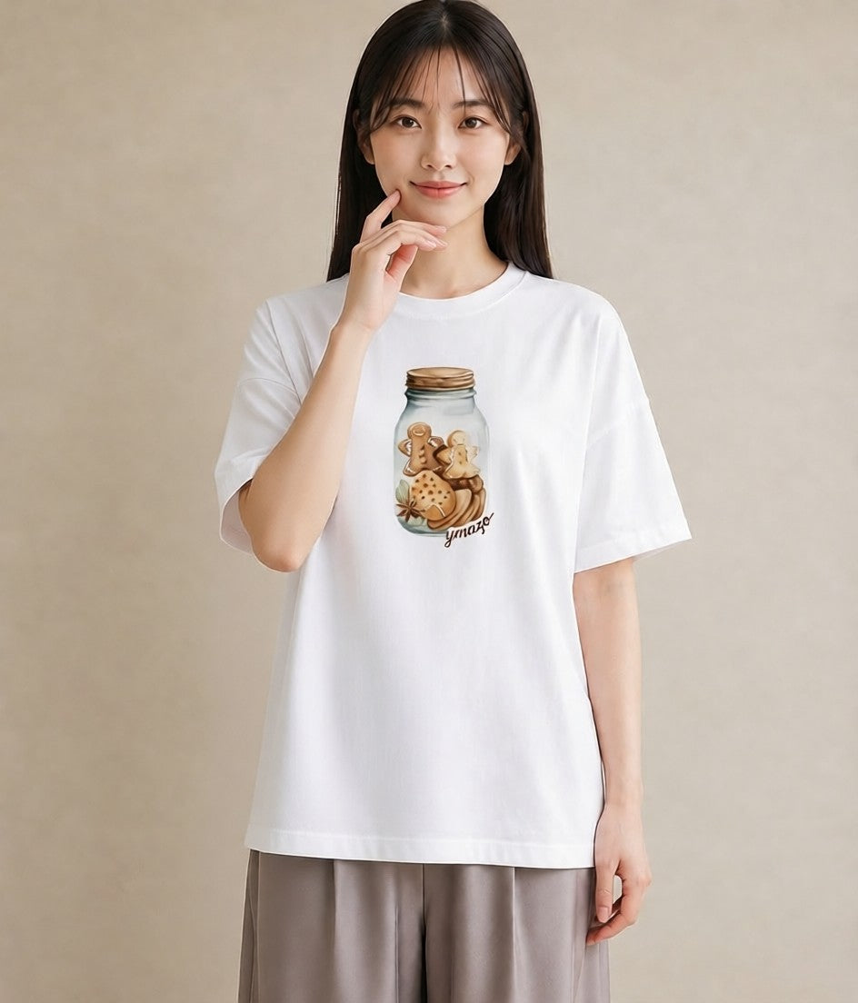 半袖Tシャツ レディース はちみつ 食べ物 フード イラスト レトロ 社会人 女性 白T YMAZO