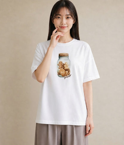 半袖Tシャツ レディース はちみつ 食べ物 フード イラスト レトロ 社会人 女性 白T YMAZO