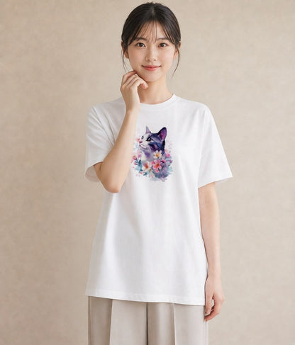 グラフィックTシャツ レディース シャム 猫 ねこ イラスト 休日コーデ 散歩 お出かけ 白T YMAZO
