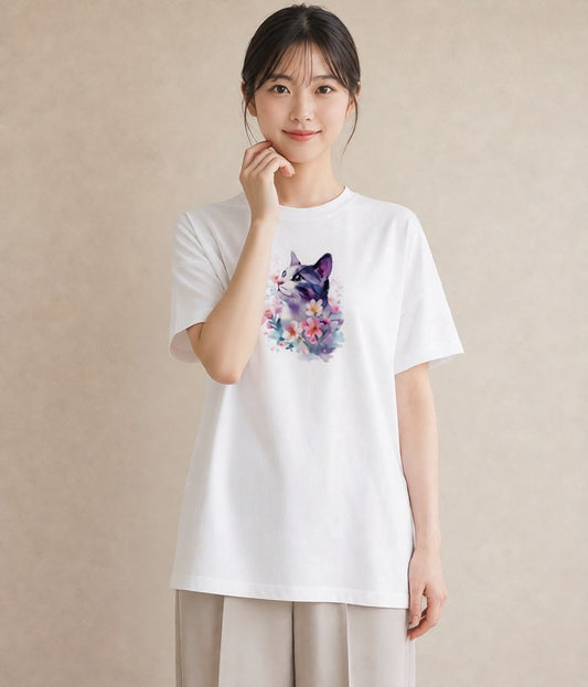 グラフィックTシャツ レディース シャム 猫 ねこ イラスト 休日コーデ 散歩 お出かけ 白T YMAZO