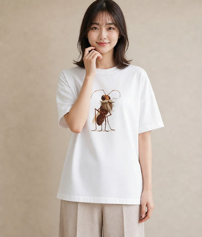 半袖Tシャツ レディース アリ 昆虫 虫 イラスト 旅行コーデ 春服 ミセス 白T YMAZO