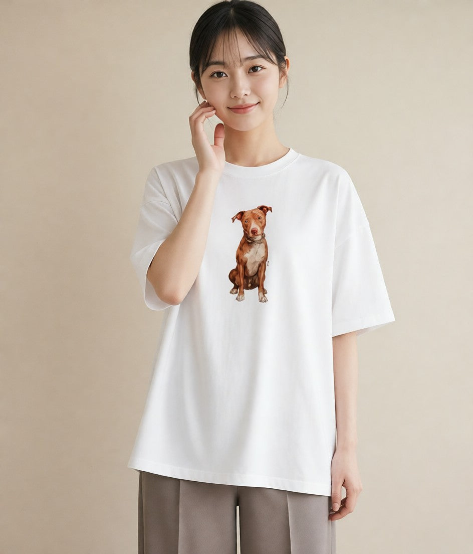 デザインTシャツ レディース 保護犬 犬 いぬ イラスト フェミニン レイヤード 友達ギフト 白T YMAZO