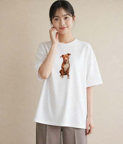 デザインTシャツ レディース 保護犬 犬 いぬ イラスト フェミニン レイヤード 友達ギフト 白T YMAZO