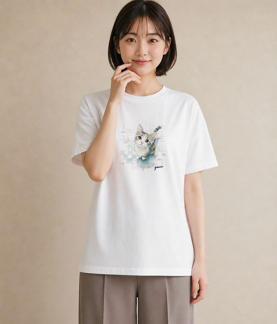 半袖Tシャツ レディース ラグドール 猫 ねこ イラスト ポップ 旅行 母娘コーデ 白T YMAZO