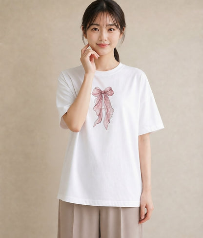 グラフィックTシャツ レディース レースハンカチ レース ハンカチ ナチュラル アンティーク イラスト レトロ 帰省 ラフ 白T YMAZO