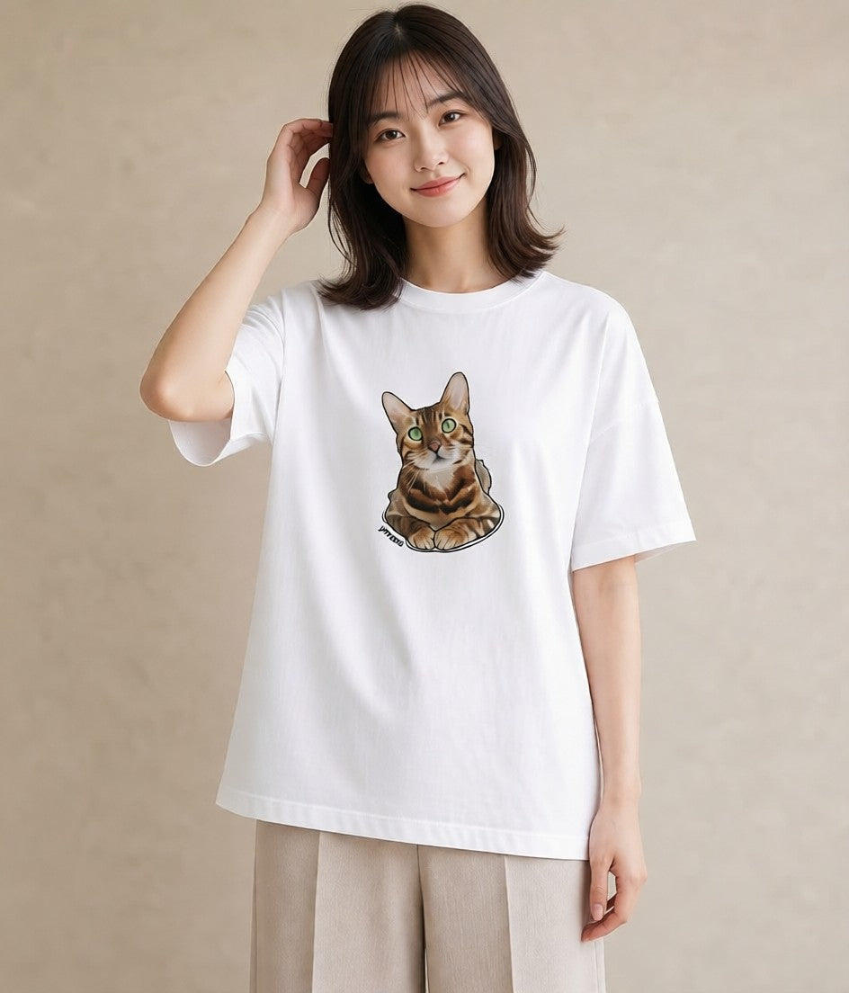Tシャツ レディース 肉球 猫 ねこ イラスト ガーリー 社会人 女性 白T YMAZO