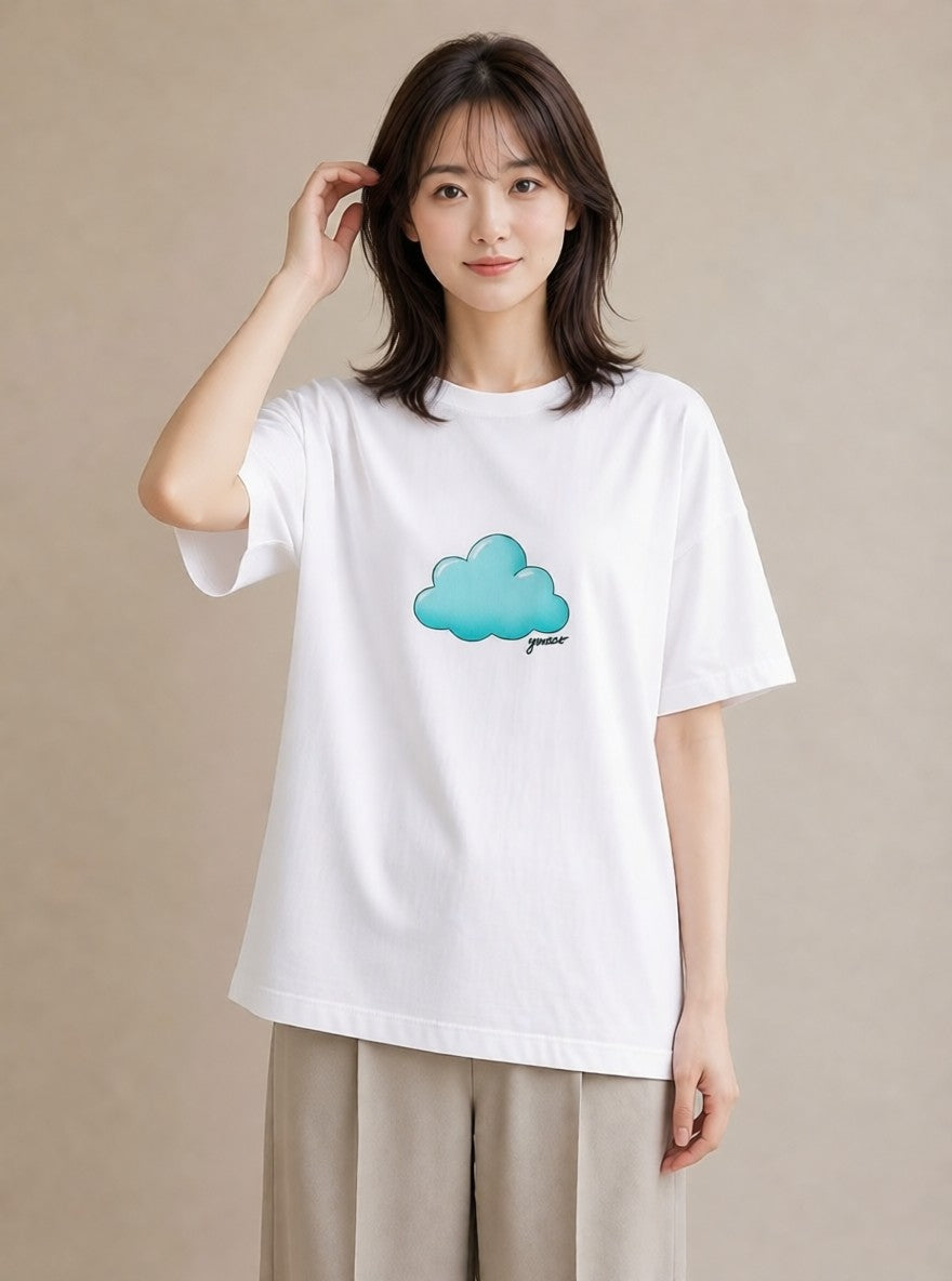 グラフィックTシャツ レディース 虹 星空 宇宙 イラスト 水彩風 20代 カジュアルコーデ 白T YMAZO