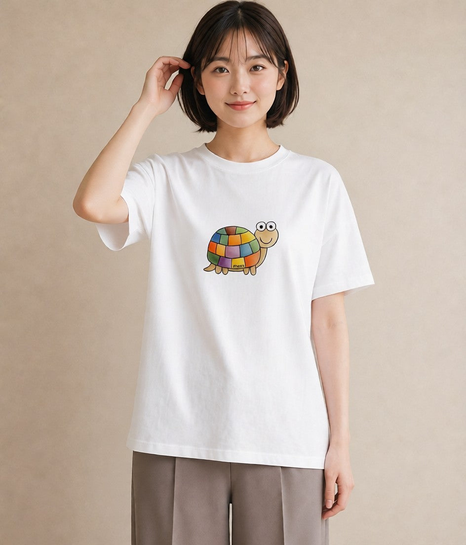 半袖Tシャツ レディース かたつむり 昆虫 虫 イラスト カジュアル お出かけ 普段着 白T YMAZO