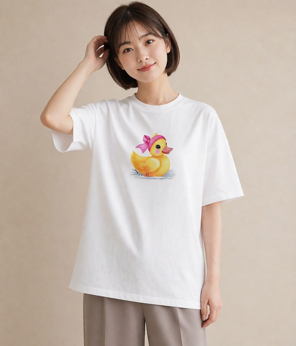 グラフィックTシャツ レディース ひよこ 動物 アニマル イラスト ユニーク 通学 誕生日プレゼント 白T YMAZO