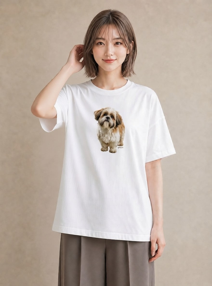 グラフィックTシャツ レディース 狆 犬 いぬ イラスト 敬老の日 ホワイトデー 白T YMAZO