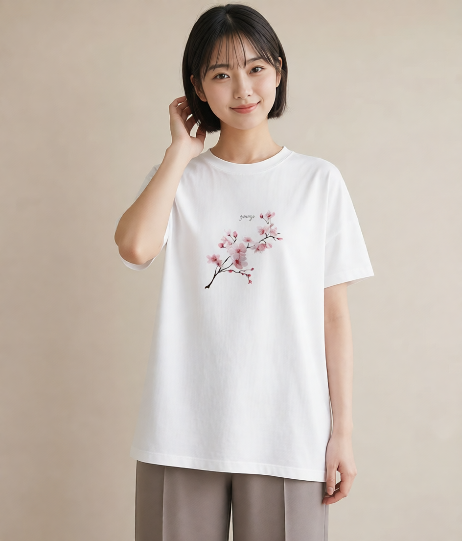 グラフィックTシャツ レディース さくら 桜 サクラ 花 花柄 イラスト ミニマル 敬老の日 ホワイトデー 白T