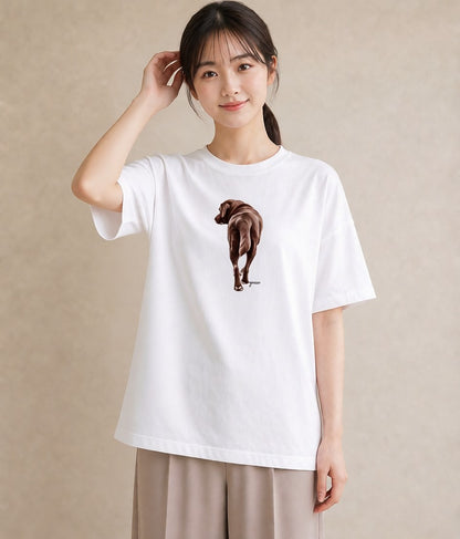 プリントTシャツ レディース 犬好き 犬 いぬ イラスト 上品 在宅 公園 白T YMAZO