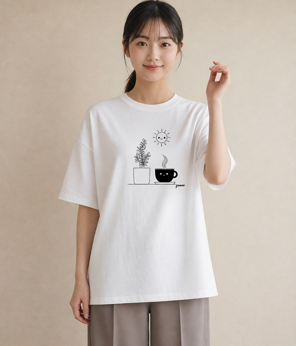 グラフィックTシャツ レディース 観葉植物 ボタニカル 植物 イラスト ナチュラル レイヤード 友達ギフト 白T YMAZO